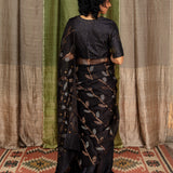 Diya Starry Vines Organza Saree - Black