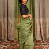 Diya Constellation Organza Saree - Sage Green