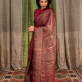 Diya Chevron Shimmer Organza Saree - Maroon
