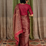 Diya Chevron Shimmer Organza Saree - Maroon