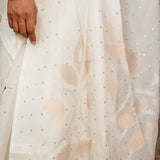 Diya Crystalline Blooms Organza Tussar Saree - Cream