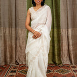 Diya Sparkling Pyramids Matka Saree - Cream