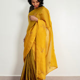Dizzy Dragonflies Organza Fusion Saree - Yellow