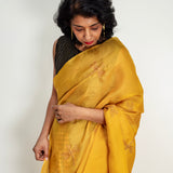 Dizzy Dragonflies Organza Fusion Saree - Yellow