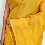 Dizzy Dragonflies Organza Fusion Saree - Yellow