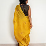 Dizzy Dragonflies Organza Fusion Saree - Yellow