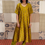 Jugal Sprout Anti-fit Silk Kurta - Olive