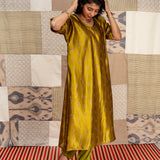 Jugal Sprout Anti-fit Silk Kurta - Olive