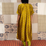 Jugal Sprout Anti-fit Silk Kurta - Olive