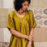 Jugal Sprout Anti-fit Silk Kurta - Olive