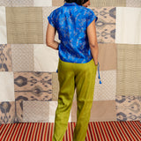 Jugal Spray Silk Wrap Top - Cobalt