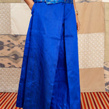 Jugal Wide Leg Silk Pants - Cobalt