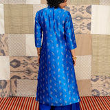 Jugal Sprout Silk Jacket Kurta - Cobalt