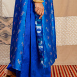 Jugal Sprout Silk Jacket Kurta - Cobalt