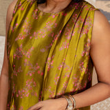 Jugal Spray Silk Maxi Dress - Olive