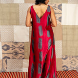 Jugal Streak Silk Maxi Dress - Scarlet