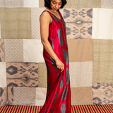 Jugal Streak Silk Maxi Dress - Scarlet