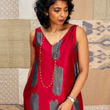 Jugal Streak Silk Maxi Dress - Scarlet