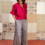 Jugal Spots Silk Overlap Top - Scarlet