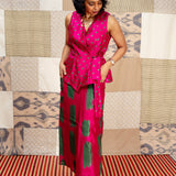 Jugal Spots Silk Wrap Top - Fuchsia