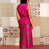 Jugal Spots Silk Wrap Top - Fuchsia