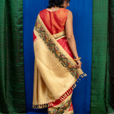 Kalpataru Border Kalamkari Silk Saree - Red