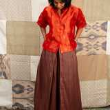 Jugal Wide Leg Silk Pants - Burnt Umber