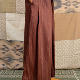 Jugal Wide Leg Silk Pants - Burnt Umber