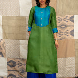 Jugal Stroke Organza Kurta - Sap Green