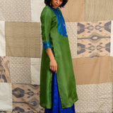 Jugal Stroke Organza Kurta - Sap Green