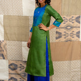 Jugal Stroke Organza Kurta - Sap Green