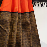Trayi Hathee Spotting Korvai Kanchi Silk Saree - Orange