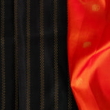 Trayi Hathee Spotting Korvai Kanchi Silk Saree - Orange