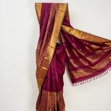 Trayi Forest Creatures Kanchi Silk Saree - Magenta