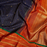 Trayi Paisley Studs Kanchi Silk Saree - Navy