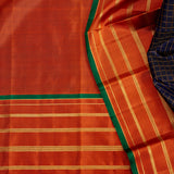 Trayi Paisley Studs Kanchi Silk Saree - Navy