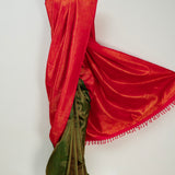 Ranya Fifty-Fifty Kanchi Silk Saree - Green and Red