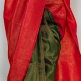 Ranya Fifty-Fifty Kanchi Silk Saree - Green and Red