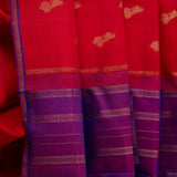 Vera Peacocks at Dusk Kanchi Silk Saree - Red