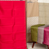 Lavanyam Monochrome Kanchi Silk Saree - Scarlet