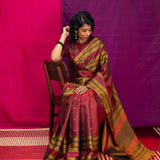 Kimaya Parallel Paths Soft Silk Saree- Maroon