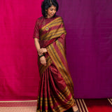 Kimaya Parallel Paths Soft Silk Saree- Maroon