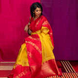 Mishrita Creeper Border Organza Saree - Yellow and Red