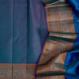 Kimaya Elephant Parade Soft Silk Saree - Peacock Blue