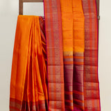 Kimaya Elephant Parade Soft Silk Saree - Orange