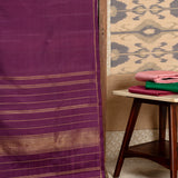 Lavanyam Monochrome Kanchi Silk Saree - Plum