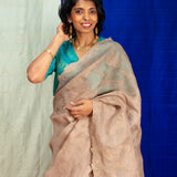 Trailing Ivy Embroidered Organza Saree - Mocha