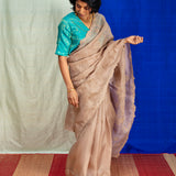 Trailing Ivy Embroidered Organza Saree - Mocha