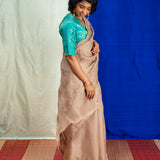 Trailing Ivy Embroidered Organza Saree - Mocha