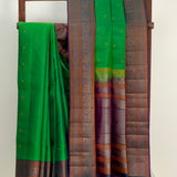 Kimaya Elephant Parade Soft Silk Saree - Emerald